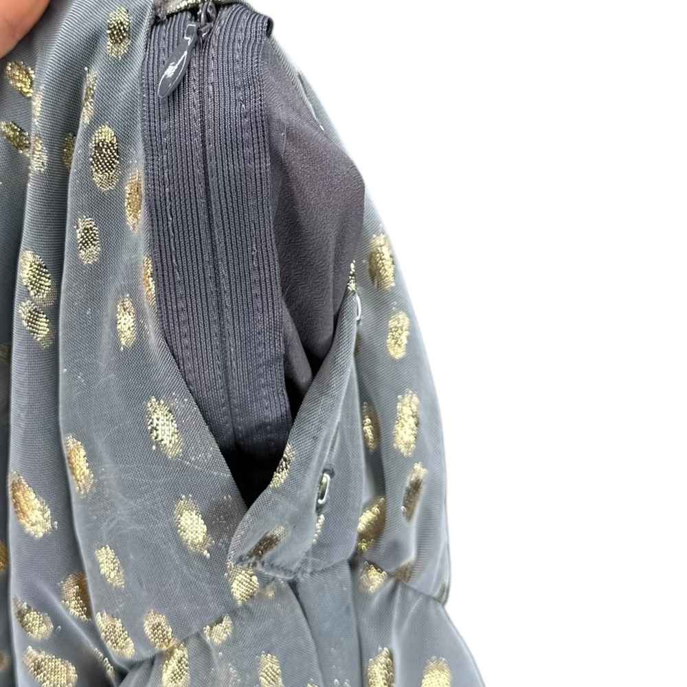 BCBGeneration Gray Metallic Dot One Shoulder Ruffle Tiered Dress Size 8 NWT Glam - Picture 5 of 9